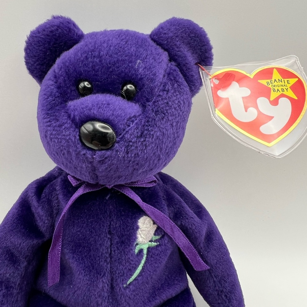 Ty Beanie Baby, PRINCESS, Dark Purple Bear Plush